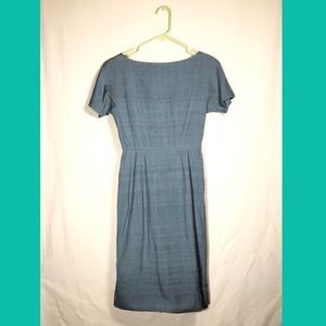 Vintage 1950s Blue Silk Cocktail Dress